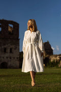 Milk Dress With Delicate Pastel Embroidery Ornament
