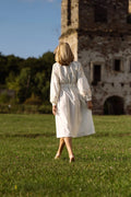 Milk Dress With Delicate Pastel Embroidery Ornament