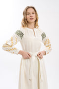 Milk Dress With Ethnic Ornament Ornament