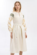 Milk Dress With Ethnic Ornament Ornament