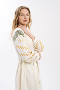 Milk Dress With Ethnic Ornament Ornament