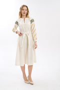 Milk Dress With Ethnic Ornament Ornament