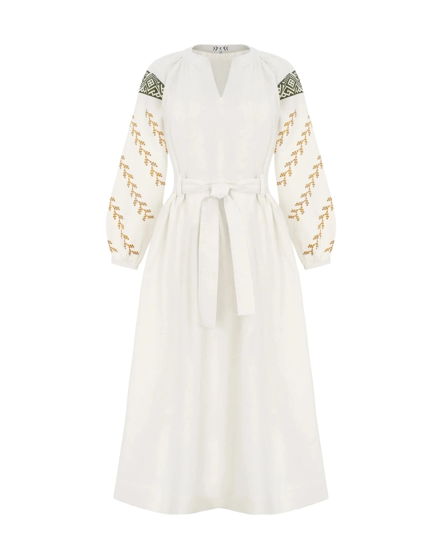Milk Dress With Ethnic Ornament Ornament