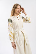 Milk Dress With Ethnic Ornament Ornament
