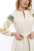 Milk Dress With Ethnic Ornament Ornament