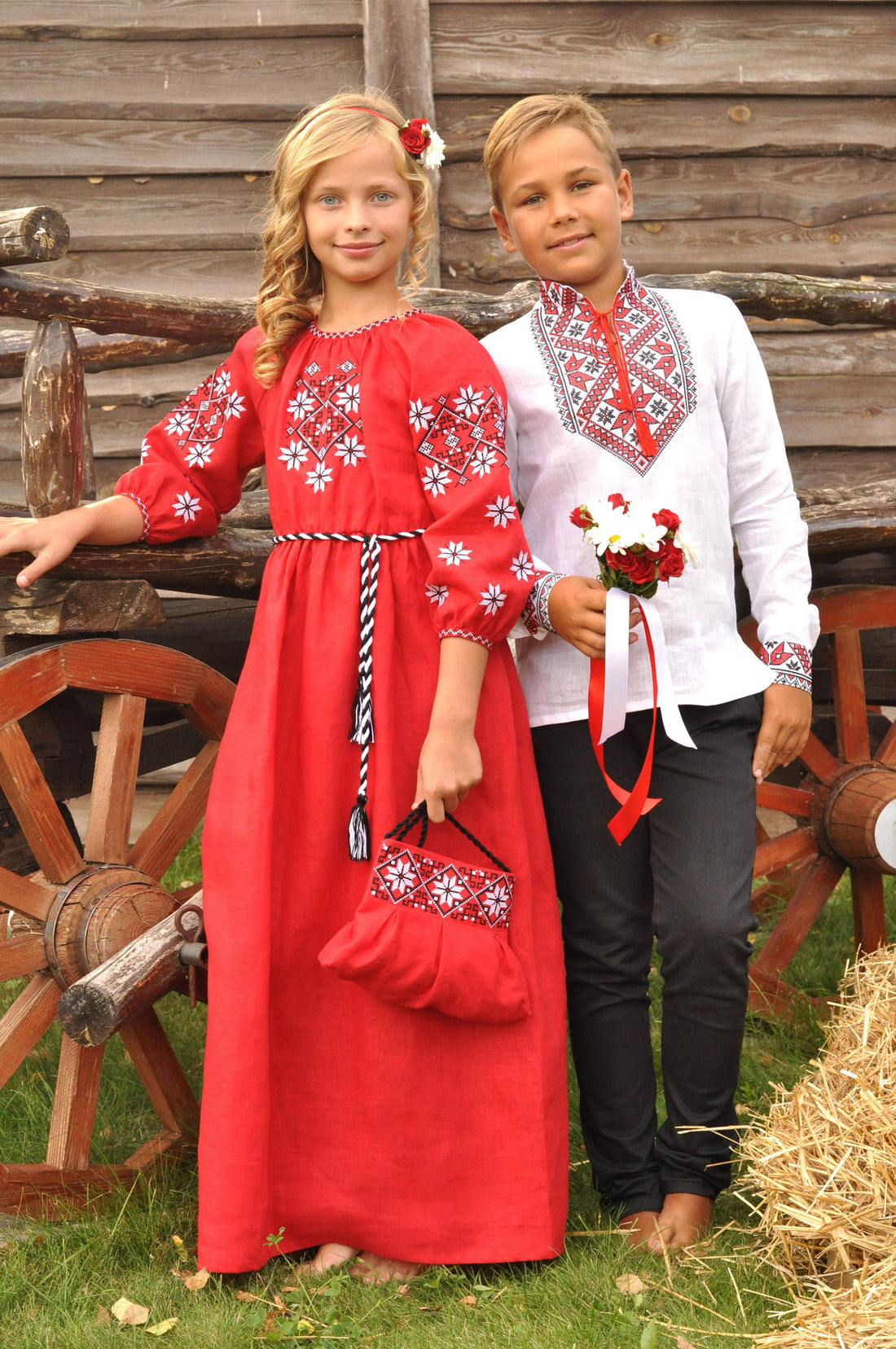 Red Embroidered Dress For a Girl Ornament
