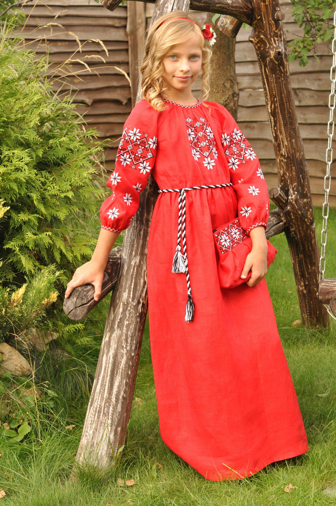 Red Embroidered Dress For a Girl Ornament