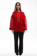 Sumy Women's Embroidery With Red Geometric Pattern Ornament