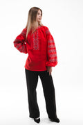 Sumy Women's Embroidery With Red Geometric Pattern Ornament