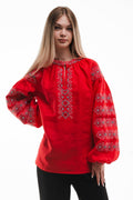Sumy Women's Embroidery With Red Geometric Pattern Ornament