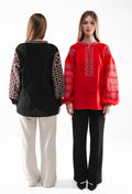 Sumy Women's Embroidery With Red Geometric Pattern Ornament