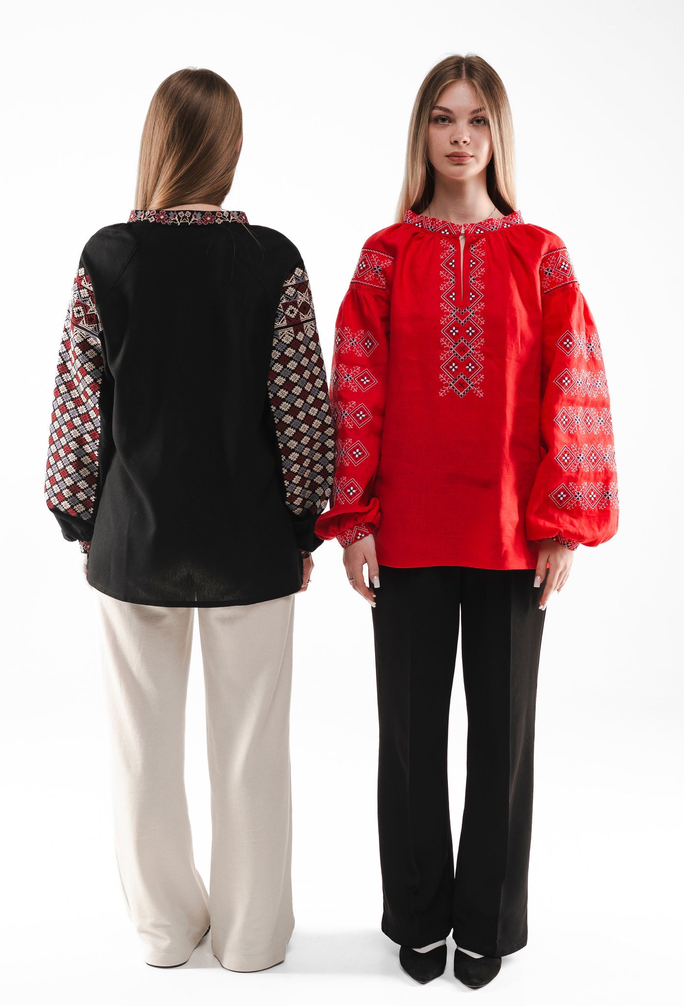 Sumy Women's Embroidery With Red Geometric Pattern Ornament