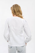 White Embroidered Shirt With An Ornament In Shades Of The Sky Ornament