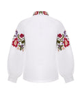 White Linen Blouse With Colorful Embroidery Ornament