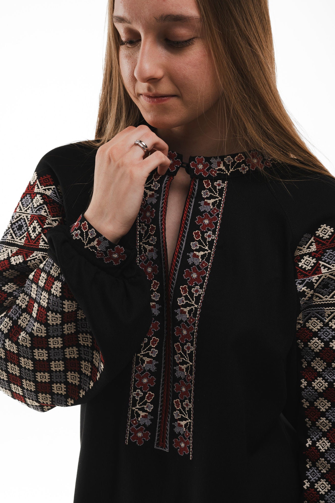 Women's Embroidered Shirt "Frankivsk" With Ornament Black Ornament