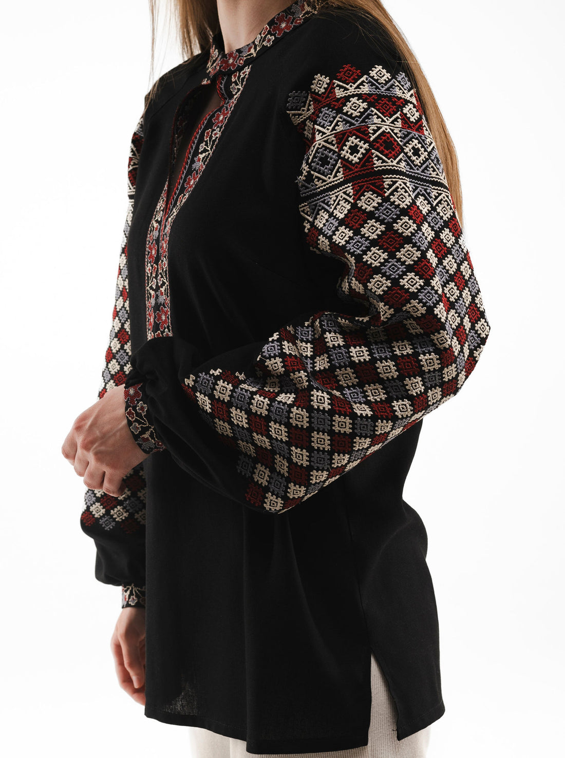 Women's Embroidered Shirt "Frankivsk" With Ornament Black Ornament