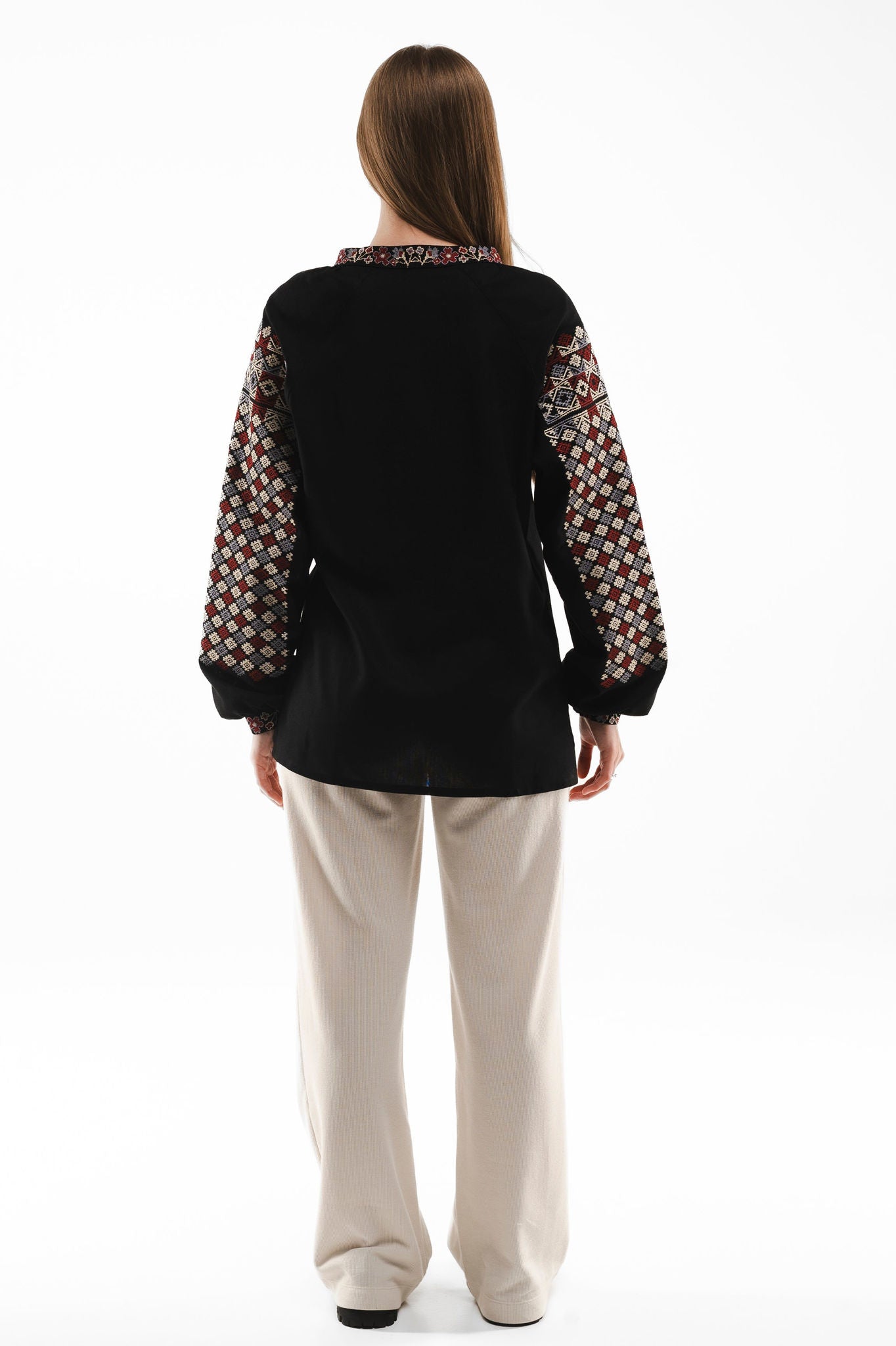 Women's Embroidered Shirt "Frankivsk" With Ornament Black Ornament
