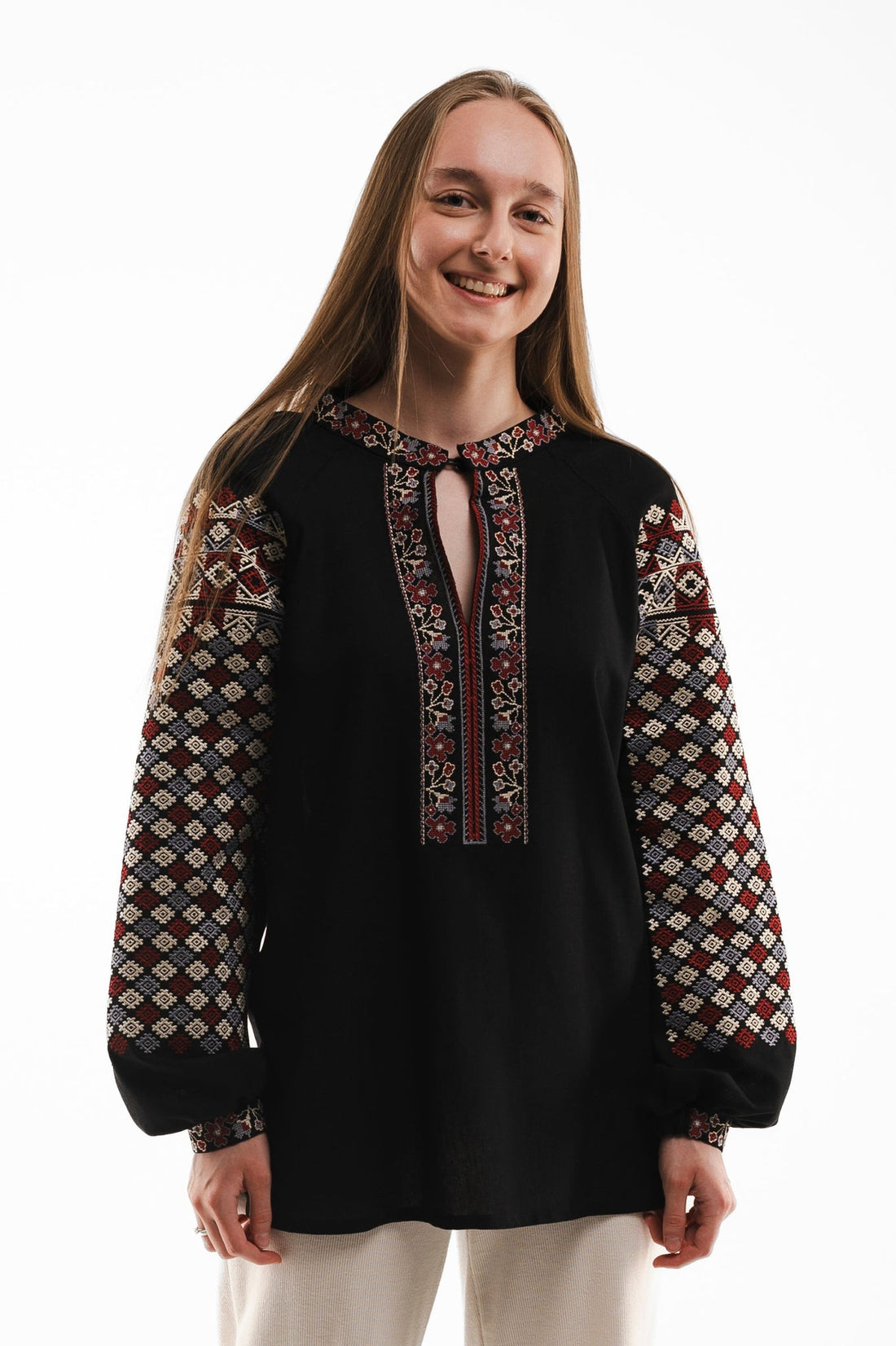 Women's Embroidered Shirt "Frankivsk" With Ornament Black Ornament