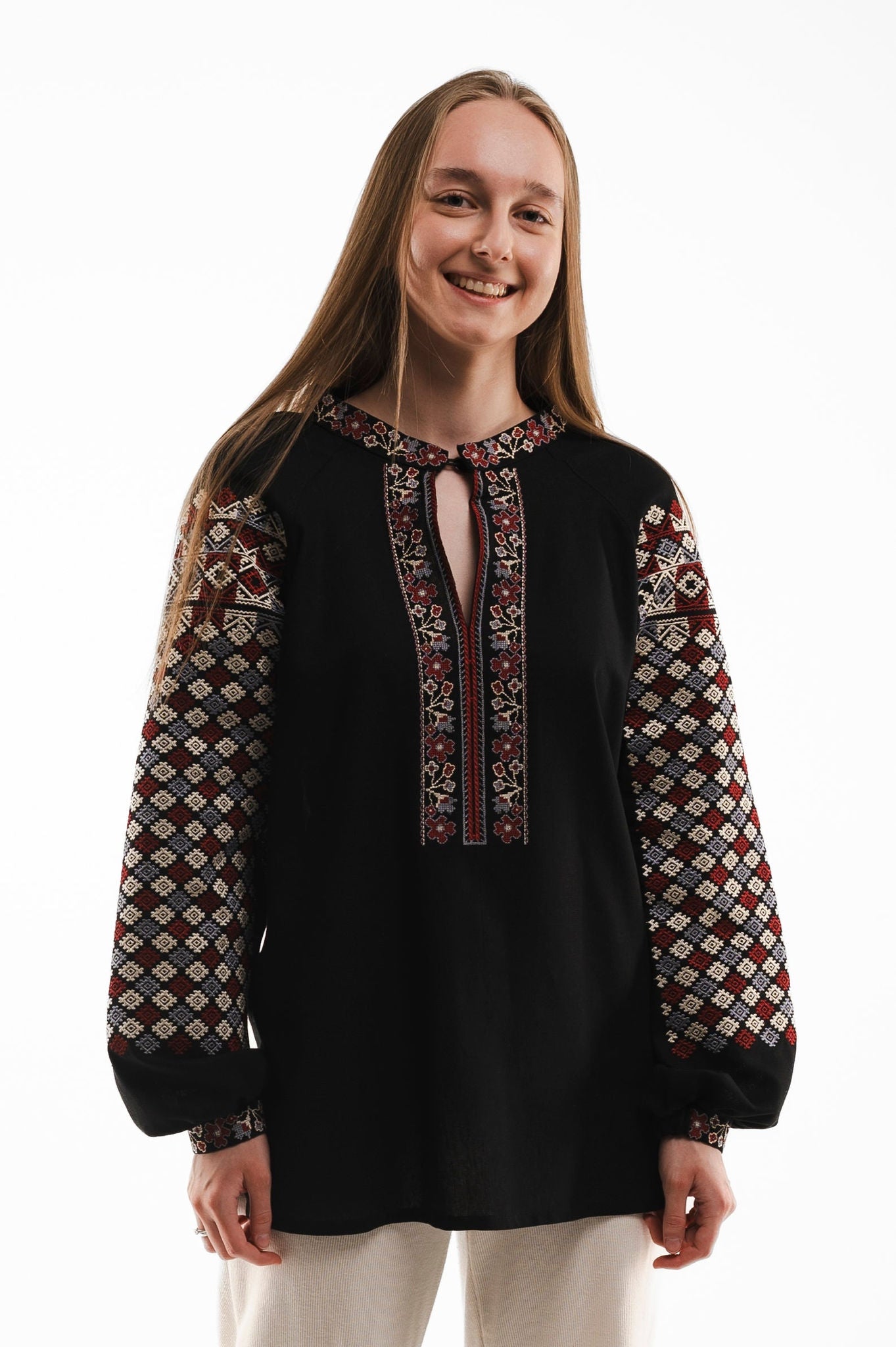 Women's Embroidered Shirt "Frankivsk" With Ornament Black Ornament