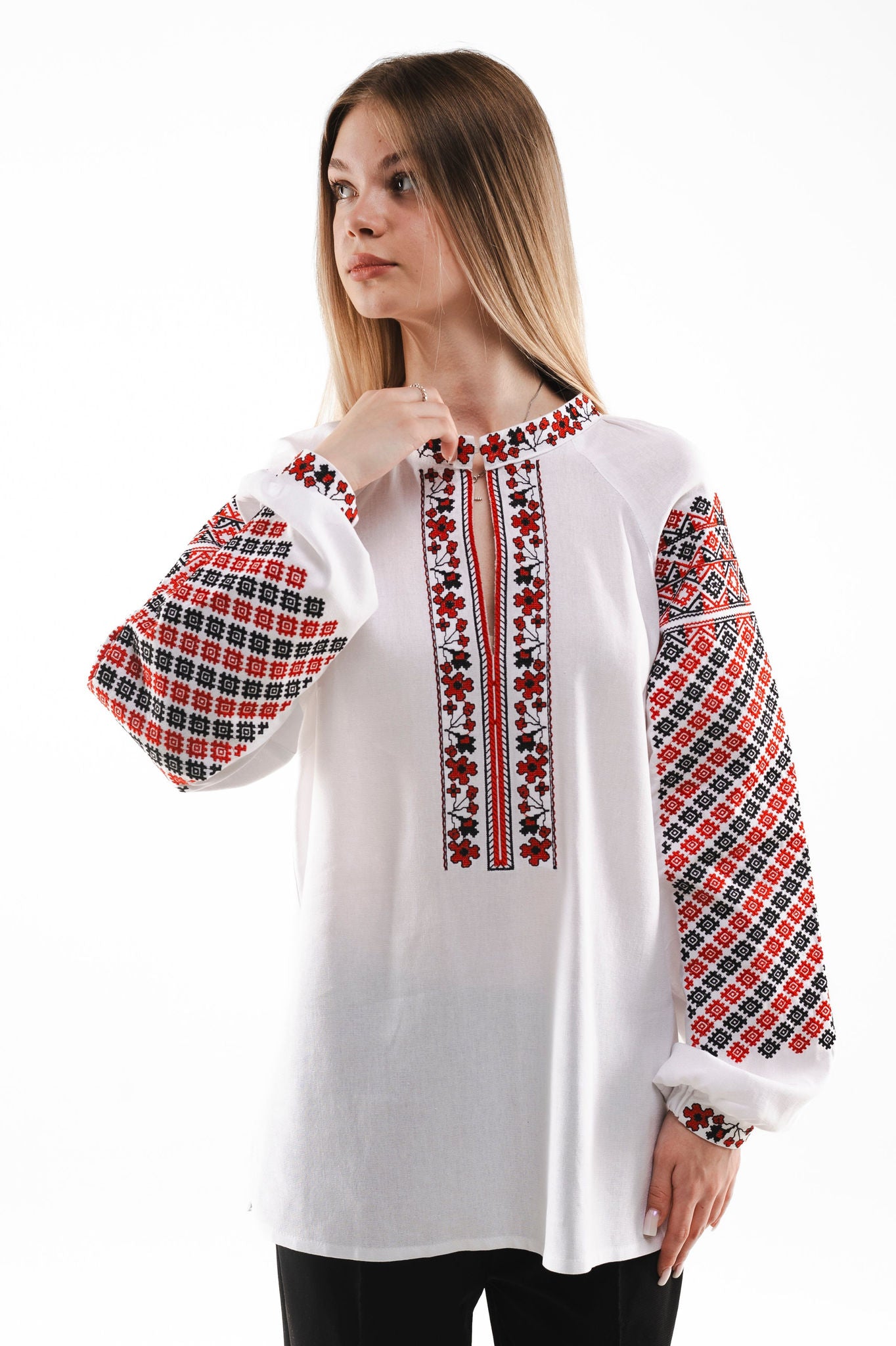 Women's Embroidered Shirt "Frankivsk" With Ornament White Ornament