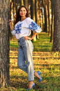 Women's Embroidered Shirt With A Bright Ornament Ornament